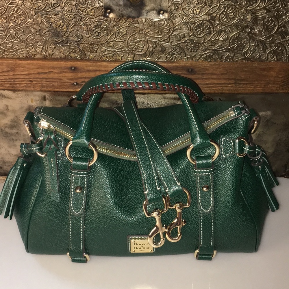 Dooney & Bourke small Sorrento Satchel in Forest Green with Strap - Picture 2 of 11